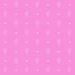 Abstract seamless pattern with ice cream. Retro checkered  pink background.
