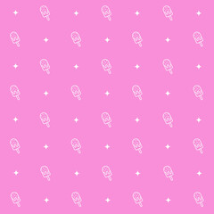 Abstract seamless pattern with ice cream. Retro checkered  pink background.