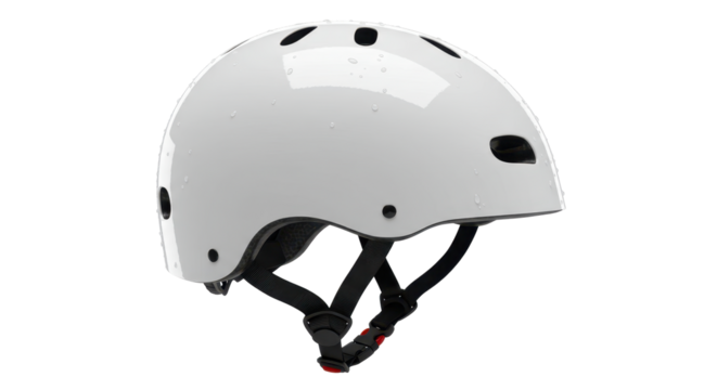 Isolated White Bicycle Helmet with Water Droplets