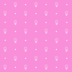 Abstract seamless pattern with ice cream. Retro checkered  pink background.