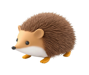 Cute 3D hedgehog with brown quills big eyes and soft paws PNG on Transparent Background