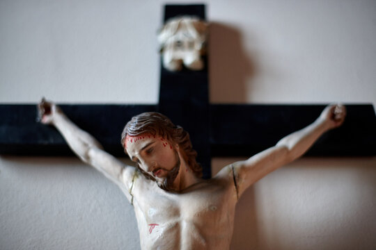 Small wooden crucifix of Jesus Christ
