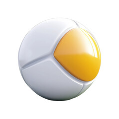 Abstract Sphere: White and Yellow Geometric Orb with Glossy Finish PNG on Transparent Background