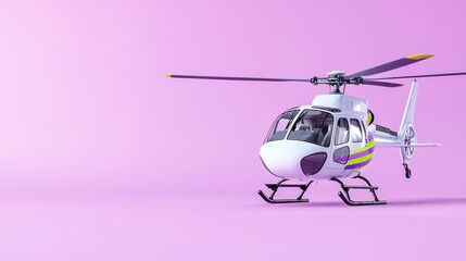 White Helicopter on Pink Background with Vibrant Color Accents