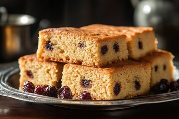 A warm tray of Cornish hevva cake with spiced currants