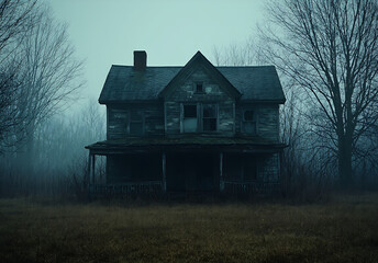 Obraz premium Horror abandoned house, scary house, dark and horror atmosphere
