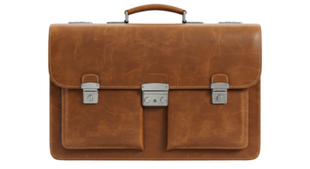 Isolated Classic Brown Leather Briefcase