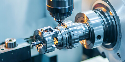 CNC turning and milling process in modern factory Generative AI