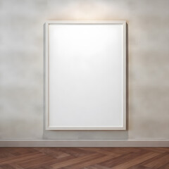 Minimalist interior mockup with blank frame. Empty frame wall poster mockup. Interior mockup with modern design. Contemporary interior scene