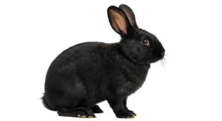 Isolated Portrait of a Black Rabbit