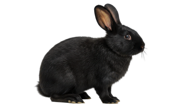 Isolated Portrait of a Black Rabbit