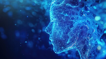 Autonomous AI robot analyzing complex algorithmic data.