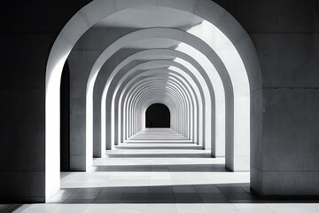 Fototapeta premium A series of arches forming a long corridor, symbolizing a journey through carefully planned stages