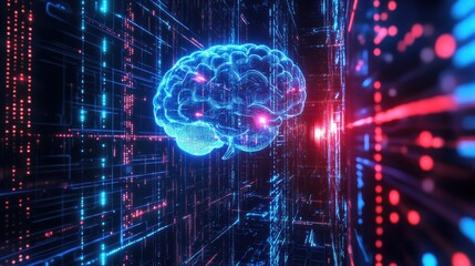 Obraz premium Big Data Analysis with AI Brain and Blockchain Concept.