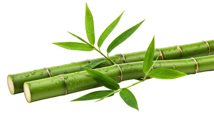 Isolated Bamboo Stalks with Leaves