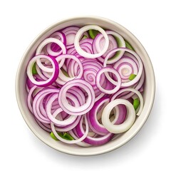 Bowl of Sliced Red Onions Ready for Cooking or Salad