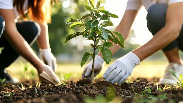 A student government tree planting initiative promoting leadership lessons
