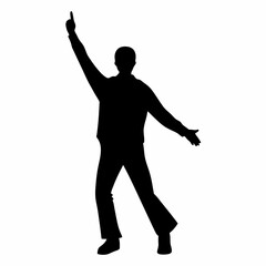 Silhouette of a young man jumping in a dynamic dance pose, illustrating action and movement with a sense of energy and fitness