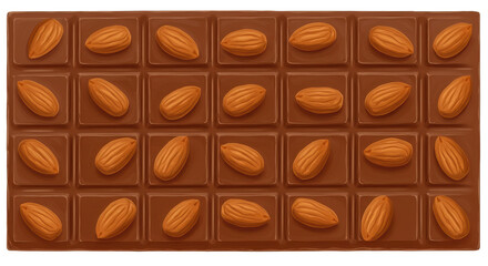 Isolated Chocolate Bar with Almonds