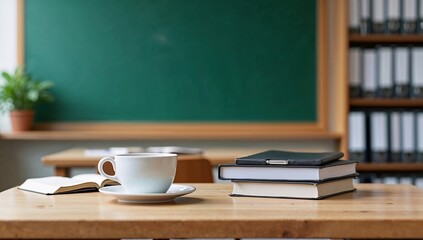 Cozy Study Scene with Coffee and Books