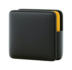 Organized Wallet with Cash Insert: Sleek design with accessible yellow currency PNG on Transparent Background