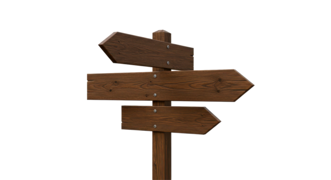 Isolated Wooden Signpost with Arrows