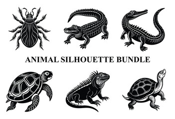 Wild Animal Silhouette Bundle | Safari Wildlife Clipart | Jungle Predator Vector
