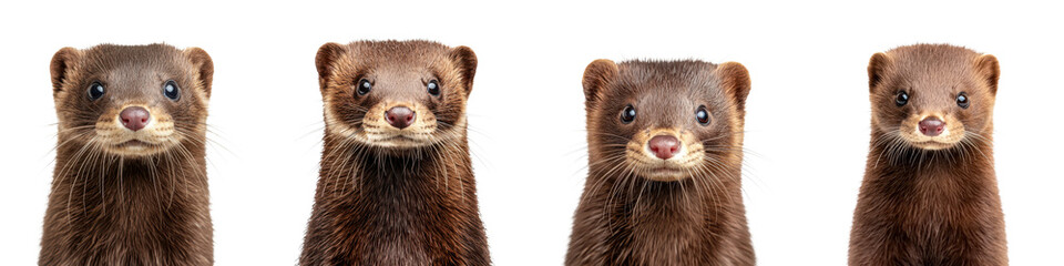 Fototapeta premium Striking close up portraits showcasing the curious and endearing expressions of ferrets a small mammalian species known for their playful and agile nature