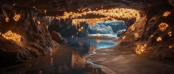Magical cavern exploration enchanted cave nature photography mystical environment serene viewpoint adventure concept
