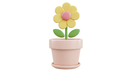 Isolated 3D Flower Pot