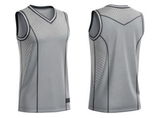 stylish basketball jersey mockup in gray showcases modern design with mesh fabric and sleek lines, perfect for sports enthusiasts