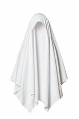 White cloth draped over head, concealing identity