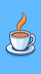 Obraz premium White cup on saucer with hot drink, steam rising