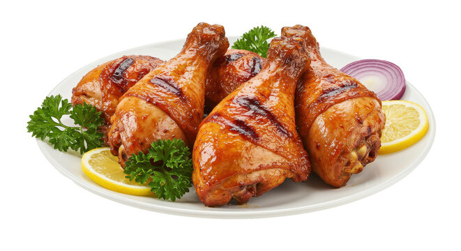 Isolated Roasted Chicken Legs on Plate