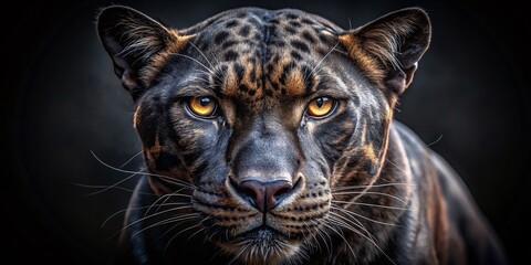 Obraz premium Powerful Panther Head Sports Logo: Fierce Big Cat Mascot for T-Shirt, Sticker & Label Designs