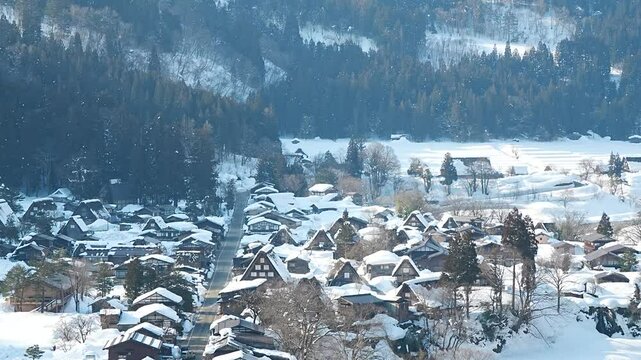 雪の白川郷・ズームアウト