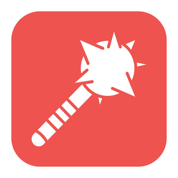 white mace icon on red background clip art preview