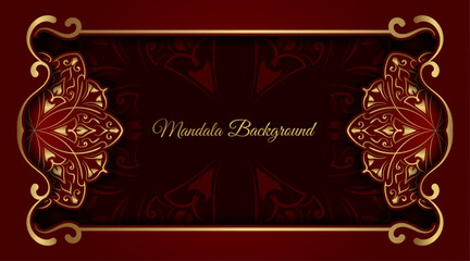 Luxury red background with golden mandala ornament