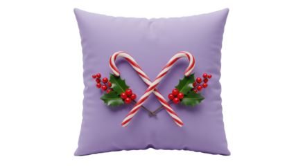 Isolated Christmas Pillow with Candy Canes