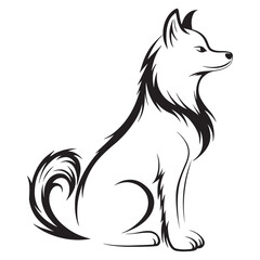 Obraz premium Elegant Black Dog Silhouette – Detailed Vector Illustration