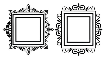 Vintage frames set, black color, isolated on a white background.