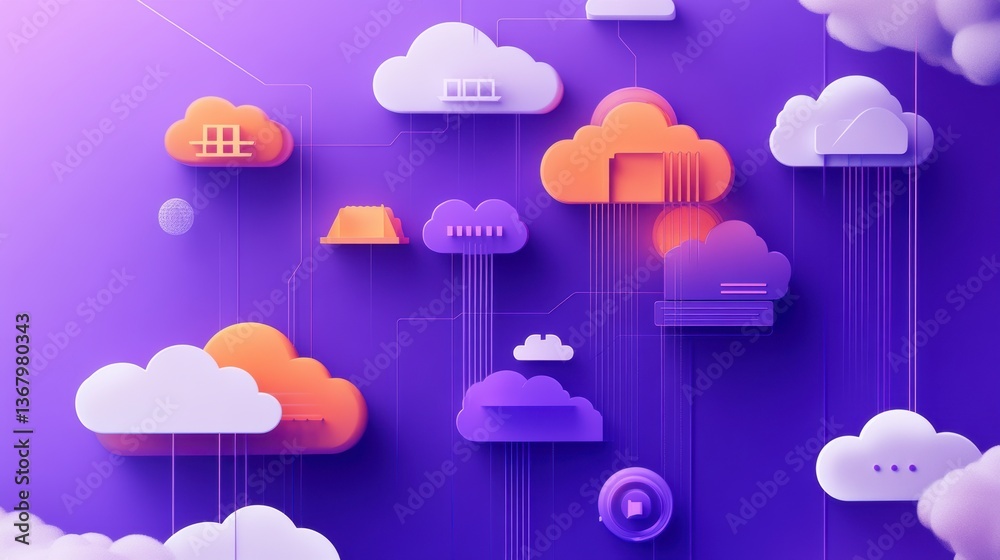 Poster Abstract 3D cloud computing network data concept.