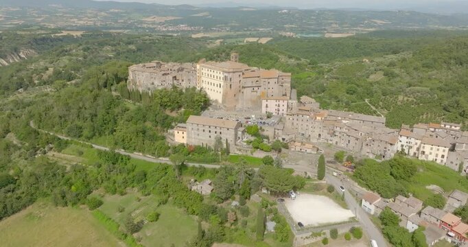 Aerial view of Bomarzo, a small town in the Tuscia area in the province of Viterbo, Lazio, Italy.