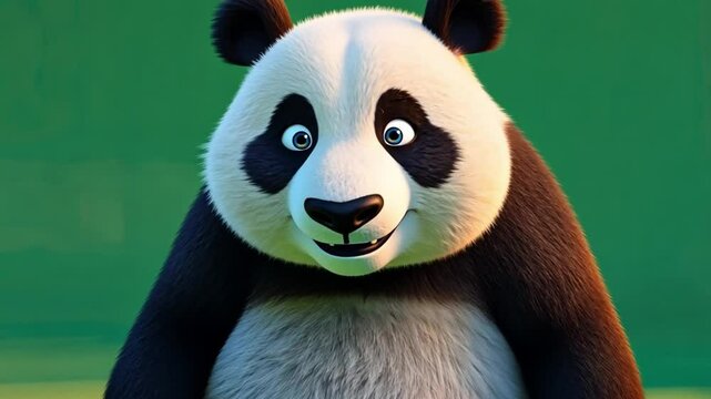 Cheerful Panda Portrait: A friendly panda bear's adorable face, with its distinctive black and white markings, exudes warmth and invites viewers to pause and appreciate this lovable creature.