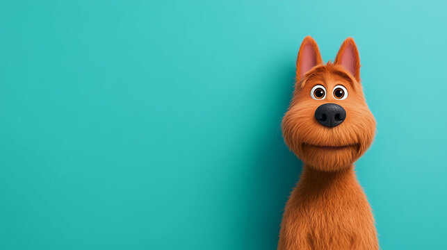 Dog against teal backdrop capturing the charm of canine charisma in a playful animation style