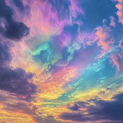 rainbow-colored sky that constantly shifts hues like a living oil painting. 
