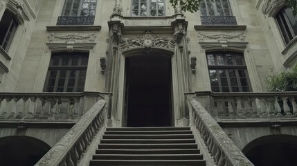 Ornate Mansion Entrance Steps