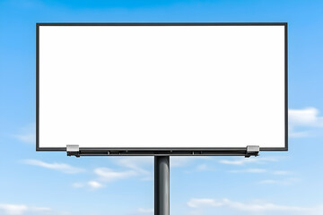 Fototapeta premium Blank billboard against a bright blue sky with clouds (1)