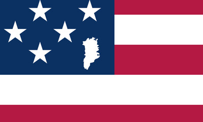 The outline of Greenland as a star on part of the flag of the United States as a symbol of the takeover effort