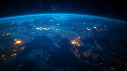 Fototapeta premium Earth at Night: A Stunning View of Asia's City Lights